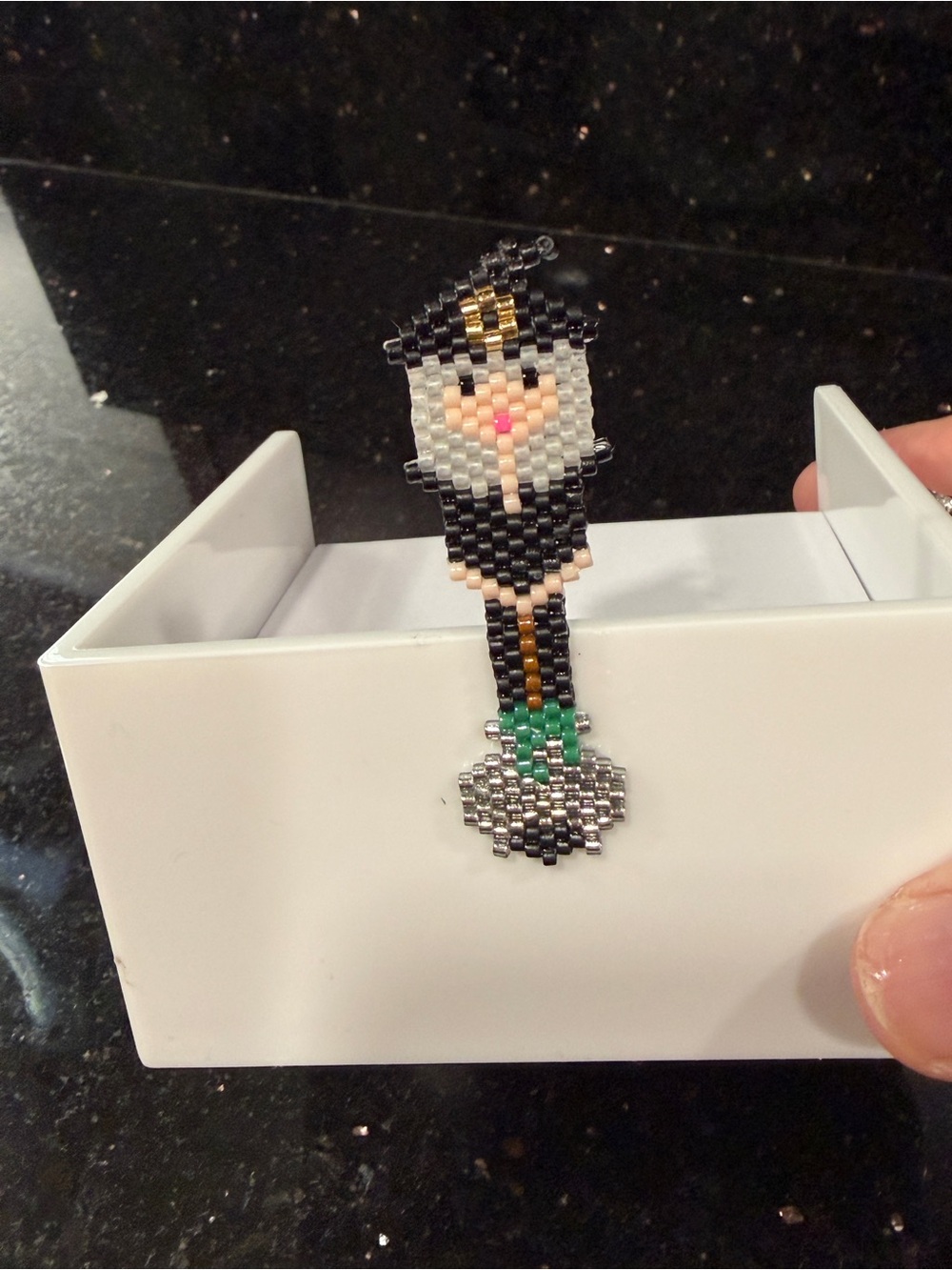 Memo note holder, pen cup, and three pens for Halloween decor / crystal & beads - Picture 10 of 11